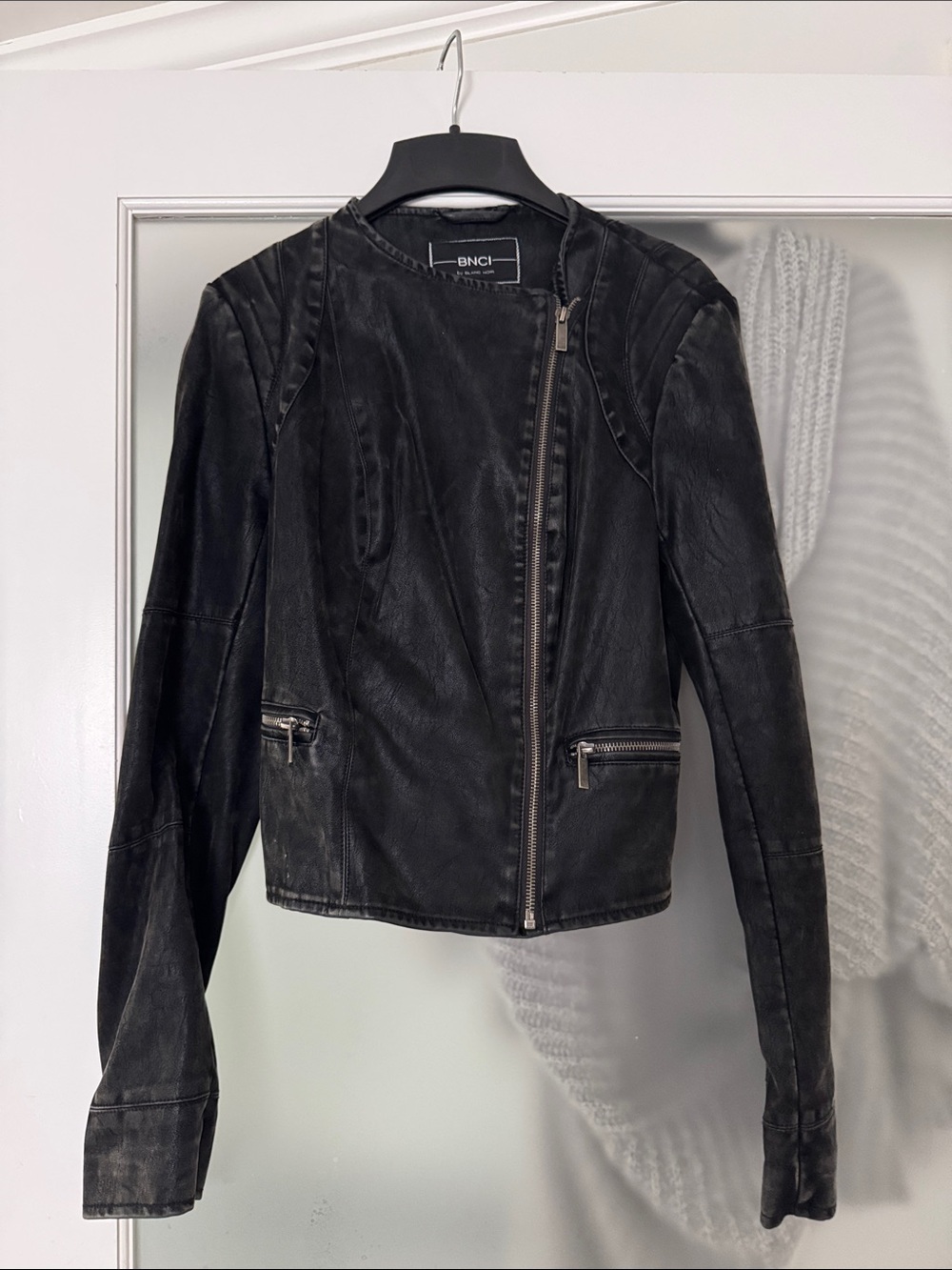 Black Asymmetric Zip Soft FauxLeather Jacket - Picture 1 of 3